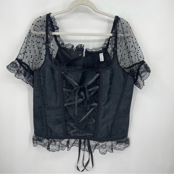 gothic corset 5xl puff sleeves lace black - Picture 2 of 7